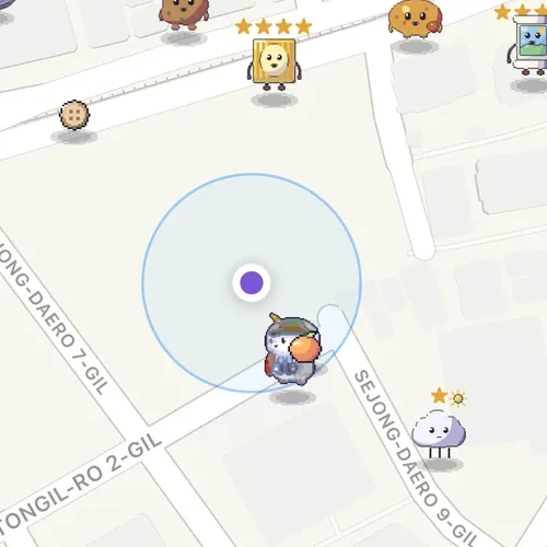 The explore map with an Allong and nearby Dallongs